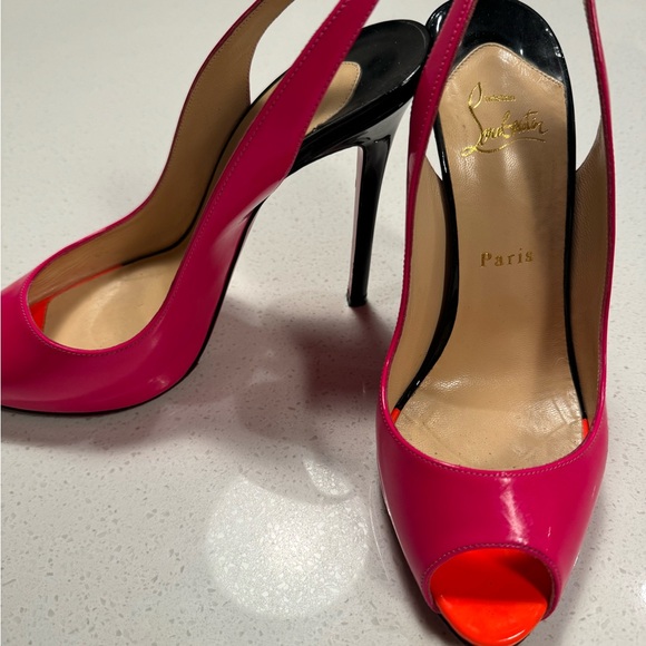 Christian Louboutin very prive hot pink slingback pumps, size 39 - Picture 3 of 6